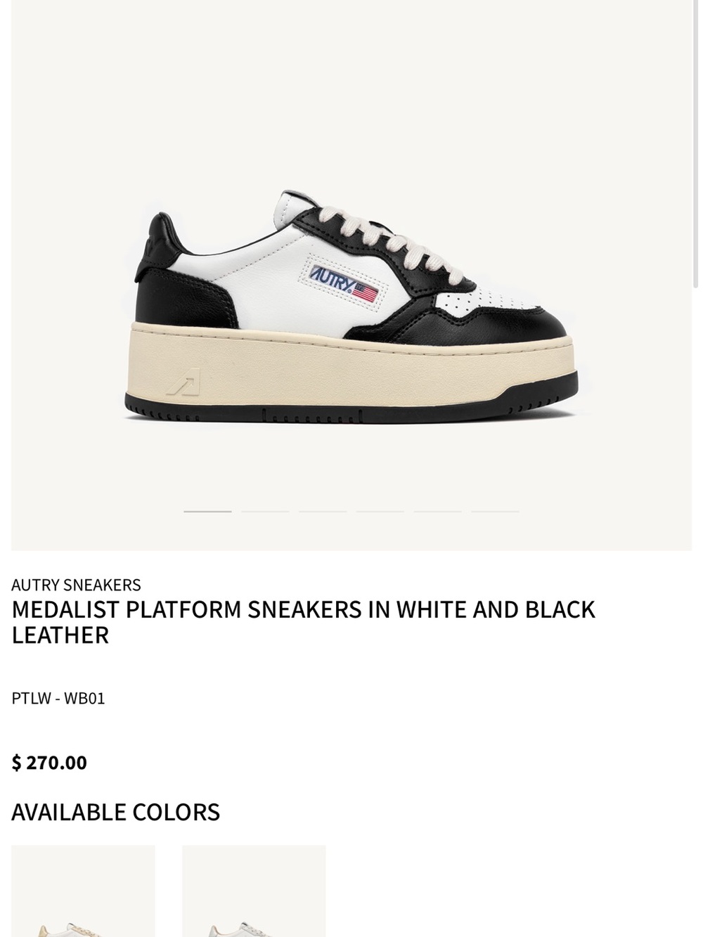 Autry Medalist Platform Sneakers in White and Black